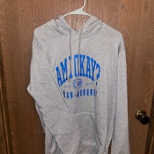 SOLD 
Gray Hoodie with Blue Print